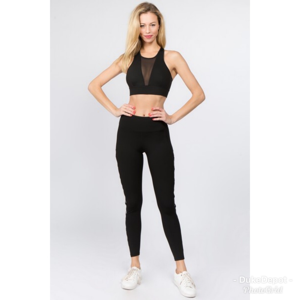Yelete Active Lace-Up Mesh Side Workout Leggings - Picture 6 of 8